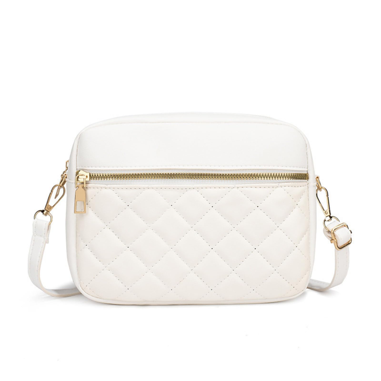 MYSKUFT Multifunctional Mini Shoulder Bag for Women, Lightweight, Quilted PU Leather, Compact Design (White)