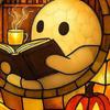 Halloween Ghostly Reading Book Statue With Warm LED Glows Resins Craft USB Desktop Light For Living Room Bedroom Decors