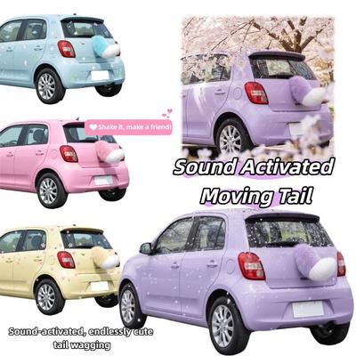 Autocolante Ativado por Som Cauda Móvel Pelúcia Fofa Cauda Elétrica Móvel Decoração Exterior de Carro