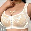 Plus Size Wireless Front Closure Bra for Women Floral Lace Adjustable Breathable Cutout Back Comfort Tank Intimates