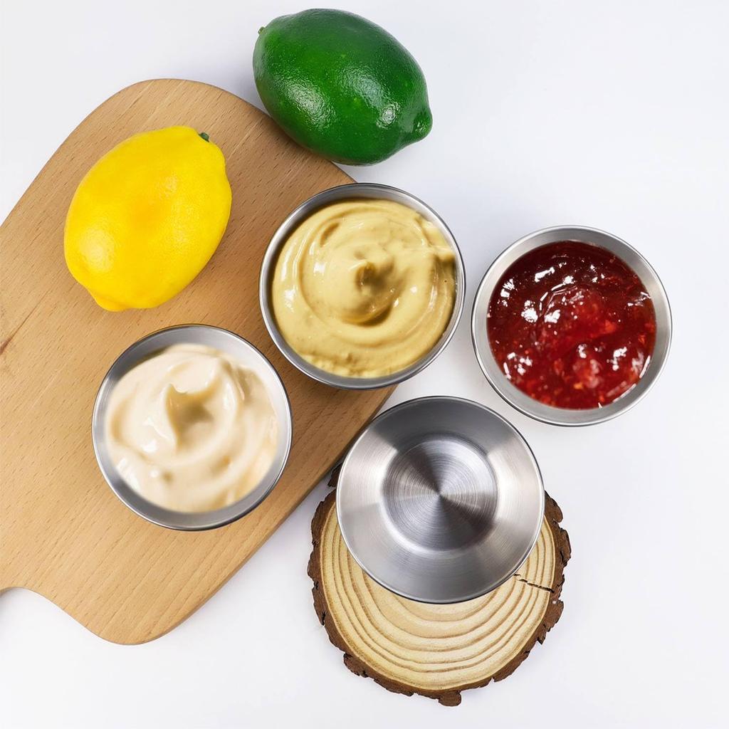 8 PCS Stainless Steel Mini Sauce Dish, Small Individual Round Seasoning Bowls, Dipping Sauce Bowl, Ingredient Bowls for Prep Appetizer Plates