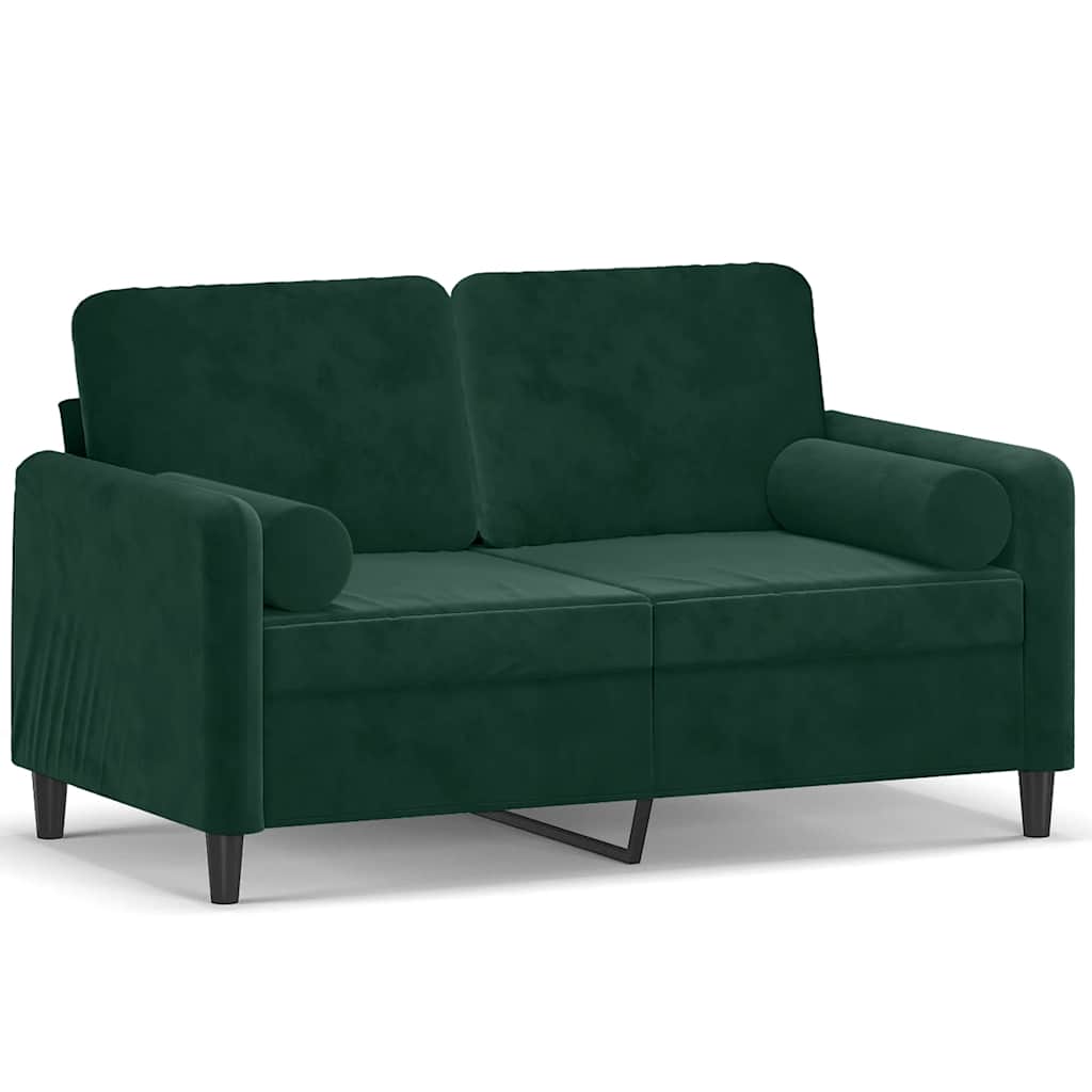 Vidaxl 2-Osobowa Sofa Z Poduszkami, Ciemnozielona, 120 Cm, Aksamit
