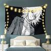 VIKAMA Black And White Line Draft Tapestry Dark Anime Animation Background Decoration Room Decoration Home Decoration