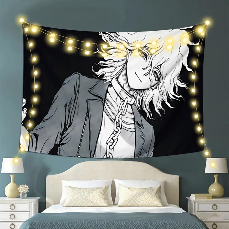 VIKAMA Black And White Line Draft Tapestry Dark Anime Animation Background Decoration Room Decoration Home Decoration