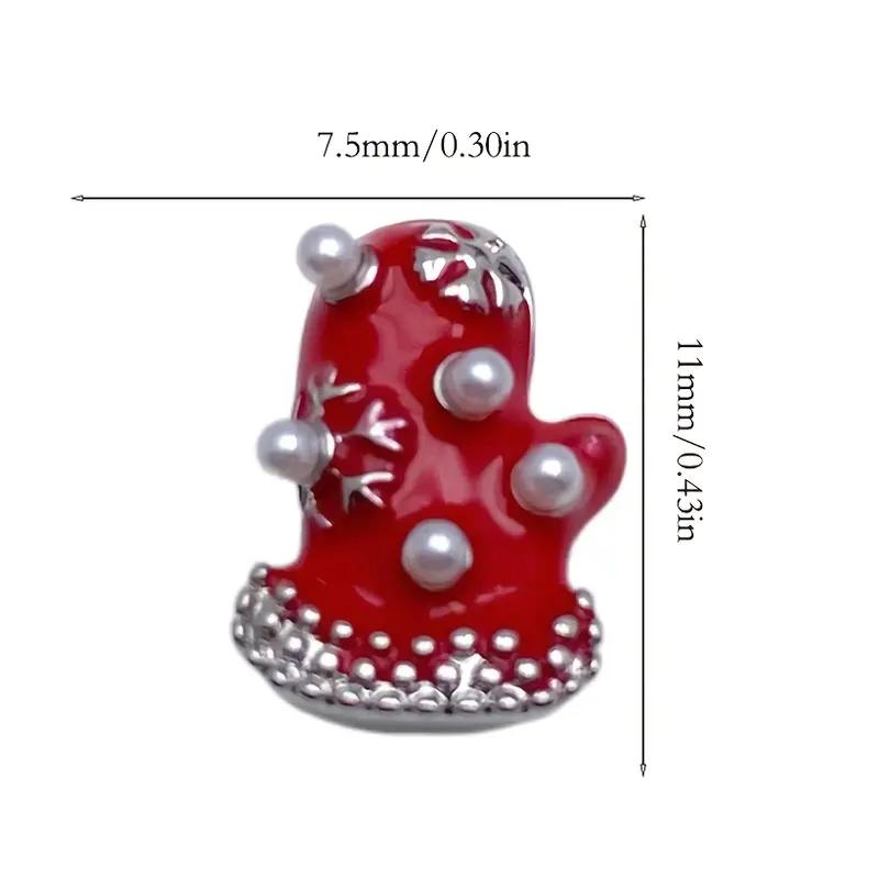 WTEMPO Weihnachtsbaum Nagelkunst Charms 3D Roter Hut Roter Handschuh Nagelkunst Dekorationen Set DIY Bastelzubehör Elegante Nagelverzierungen