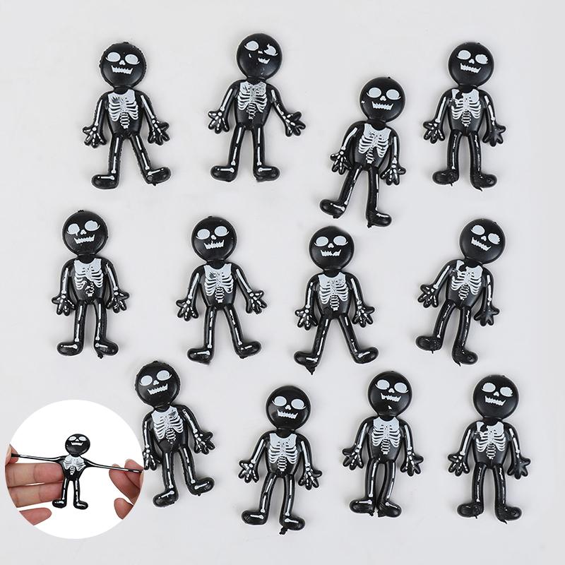 10/20/30pcs Halloween Stretchable Skull Skeleton Anti Stress Toy Kids Birthday Party Favors Halloween Trick or Treat Guests Gift