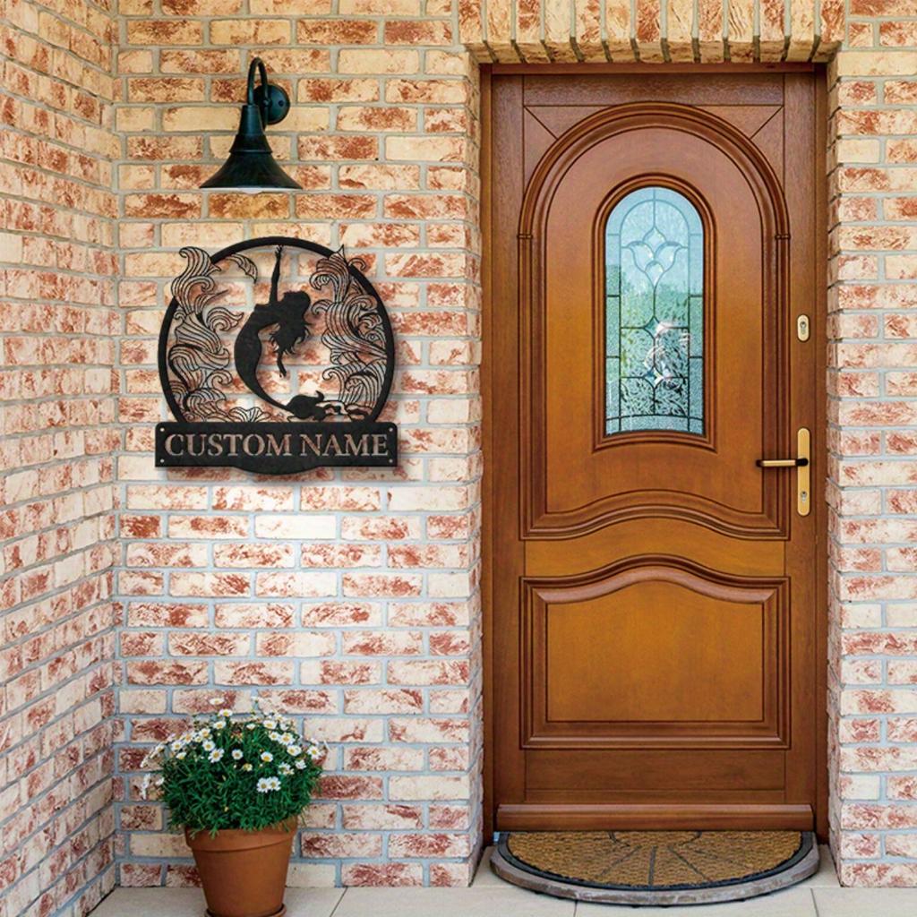 1pc Mermaid Metal Wall Art Custom Name Sign Farmhouse Decor