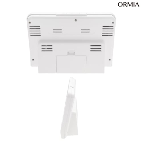 Formia Radio-Controlled Alarm Clock, Easy-to-Read Environmental Display, Temperature, Humidity, Date, Day of the Week, Electronic Sound Alarm, Snooze,