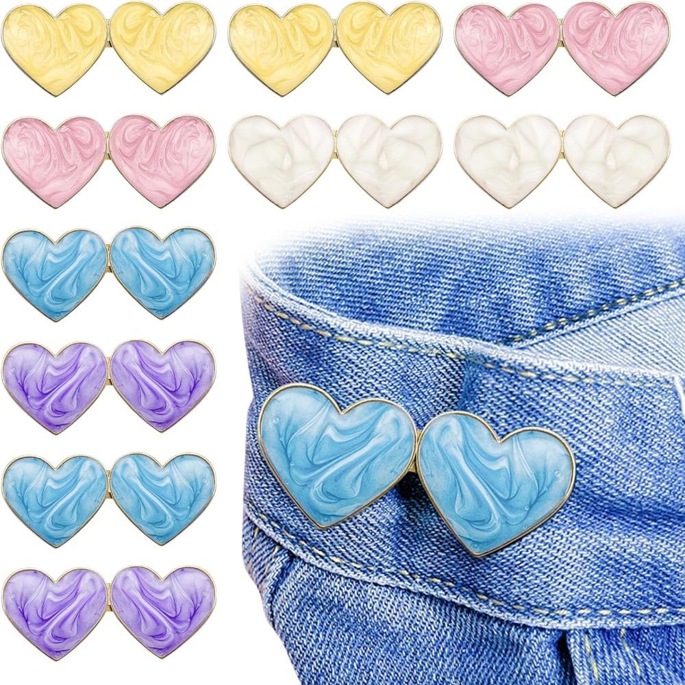 

Heart Shaped Waist Button Tightener 5 Colors Adjustable Button Modifier Collars Button