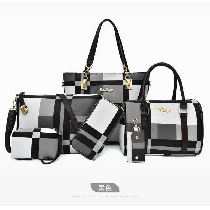 Mother and child bag six-piece women's bag new large-capacity plaid bag single shoulder crossbody simple handbag