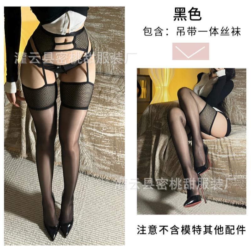Sexy Stockings Want Purple Stockings To Seduce Sexy Mesh Hollow Suspenders Integrated Socks Pure Oil Bright