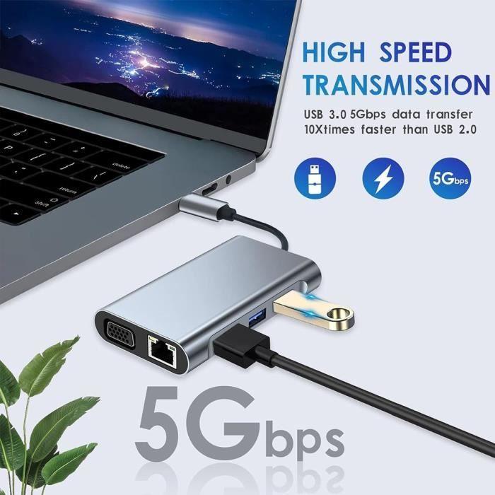 USB-C-Adapter - 8-in-1-Hub - HDMI 4K - VGA - USB 3.0 - Gigabit-Ethernet