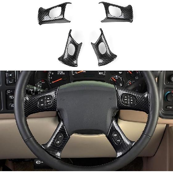 4PCS Car Trim Cover Carbon Style ABS Decal Sticker Compatible With Chevy Silverado Suburban Tahoe Avalanche Express GMC Sierra Yukon Savana 2003-2006