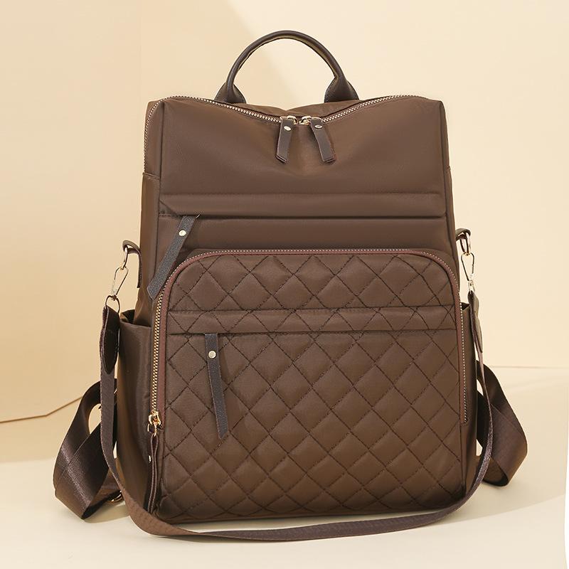 2026 Retro Korean Style Women's Double Shoulder Embroidery Backpack - Large Capacity Multi-Pocket Travel Bag