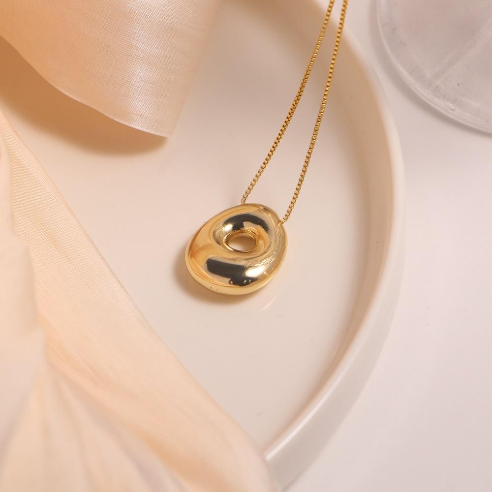 Gold Plated Balloon 26 Letter Necklaces Smooth Stainless Steel Bubble Initial Pendant Chunky Women Personality Chain Jewelry