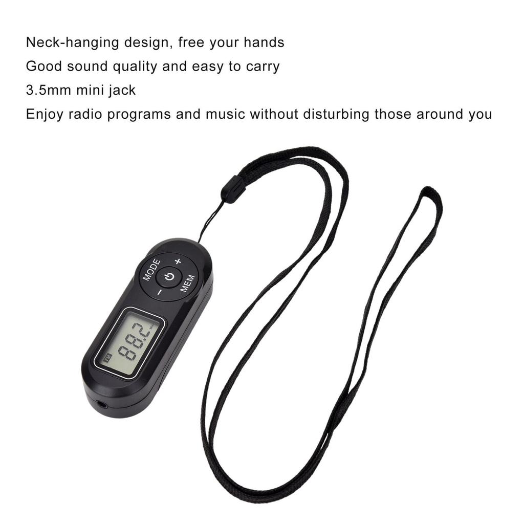 Portable FM Radio LCD Display Mini Pocket Radio Transistor with Earphones
