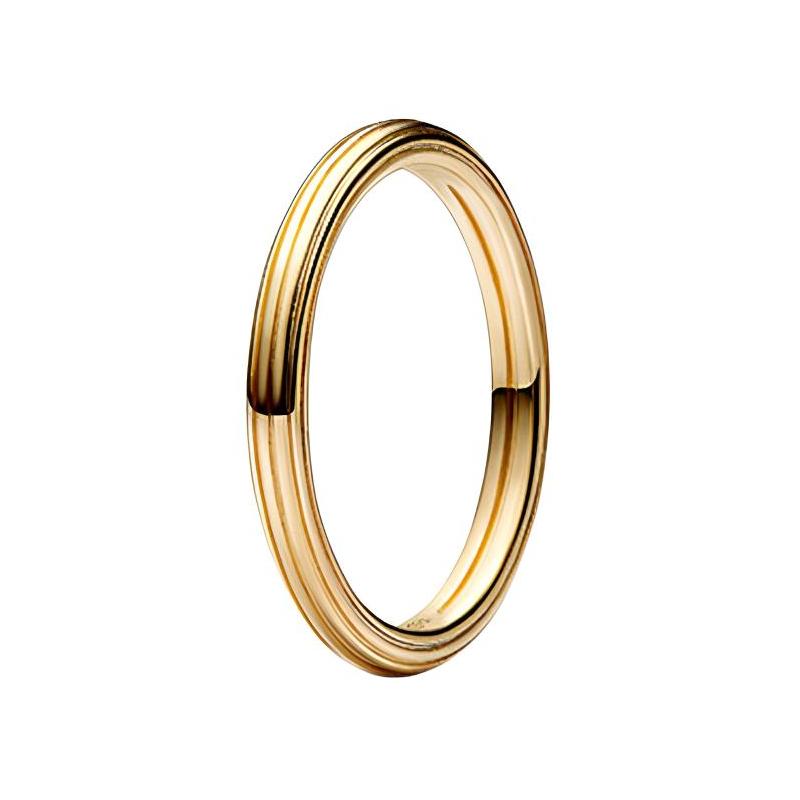 Pandora ME linear texture creative stacking high-end gold-plated copper-silver alloy ring for men and women, same style couple model gold 50 серебряный