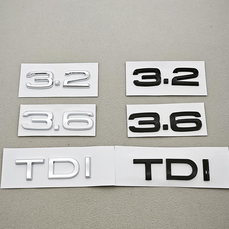 3D ABS Chrome Black Car Letters Rear Trunk Badge Sticker Logo 3.2 3.6 TDI Emblem Decals For Audi 3.2 3.6 TDI Auto Accessories