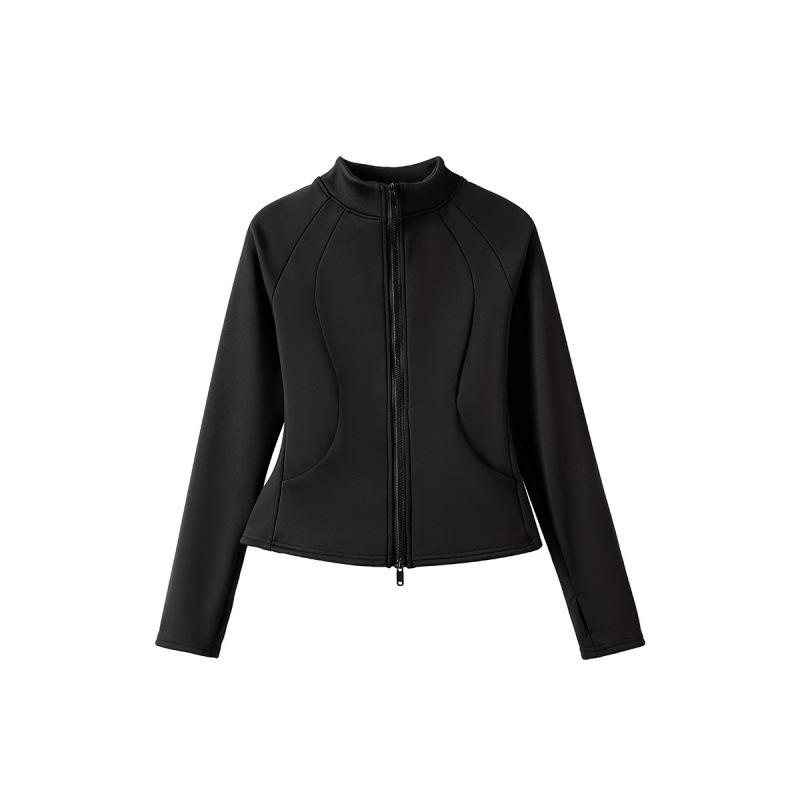 Warm yoga sports jacket women s 2026 spring new velvet zipper yoga suit running cycling fitness top S