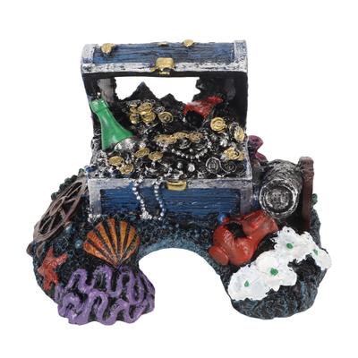 Adorno de caja de tesoro para acuario, cueva de escondite, caja de joyería de resina realista, decoración para agua dulce