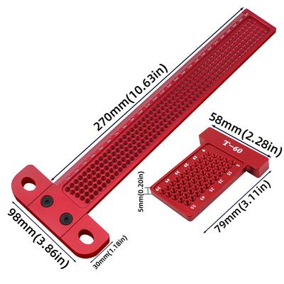 Woodworking Cross Calibration Ruler, Precision T-Ruler Scribing Line Drawing Marking Gauge, Aluminum Height Gauge Measuring Tool