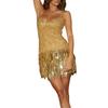 Women Wrapped Dresses, Sleeveless Off Shoulder Sequined Tassels Casual Party Spring Summer Dress