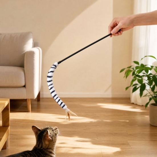Funny Cat Stick Toy, Cat Toys for Indoor Cats, Interactive Cat Teaser Wand, Plush Kitten Toys, Cat Toy for Indoor Play Exercise