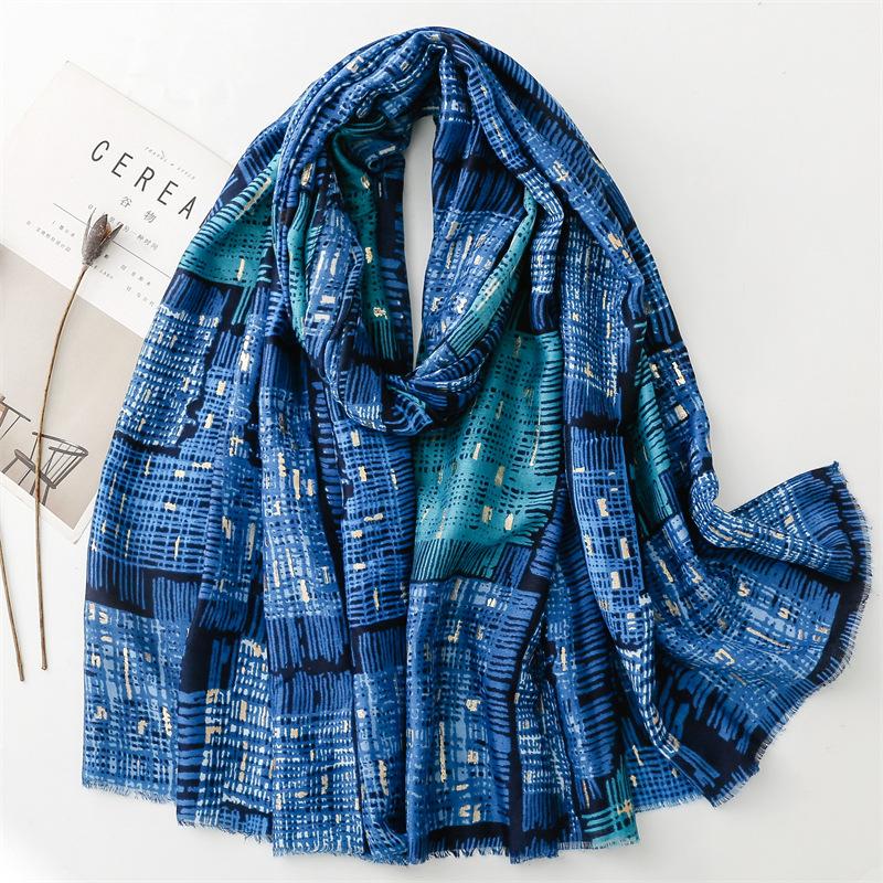 Women Vintage Ombre Color Blocked Plaid Fringe Viscose Shawl Scarf Lady High Quality Wrap Pashmina Stole Bufandas Muslim Hijab