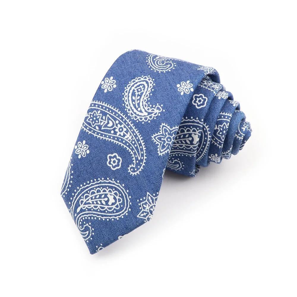 Cotton Tie, Blue, Denim Tie, For Men, Skull, Necktie, Wedding Party, Casual Slim Neckties,
