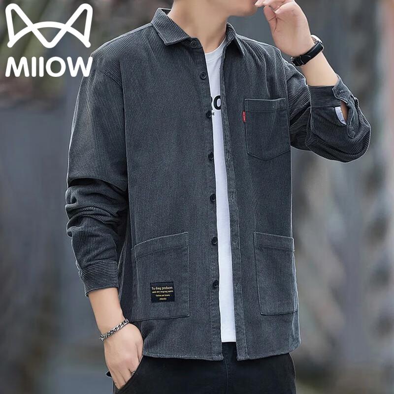Men s Corduroy Long-Sleeve Casual Shirt Jacket 2XL