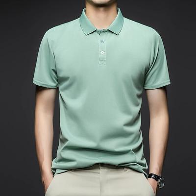 Męska Moda Jednolita Koszulka Polo z Krótkim Rękawem Letni Oddychający Wygodny Top