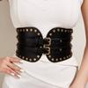 PU Leather Rivet Belt Spicy Girl Wide Waistband Elegant Pu Leather Corset  Ladies