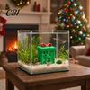 Aquarium Spawning Tunnel Xmas Hideout, Shrimp Cave Shelter, Christmas Stocking Betta Fish Tank Landscaping Hideout Hide, Halloween Bat for Tanks