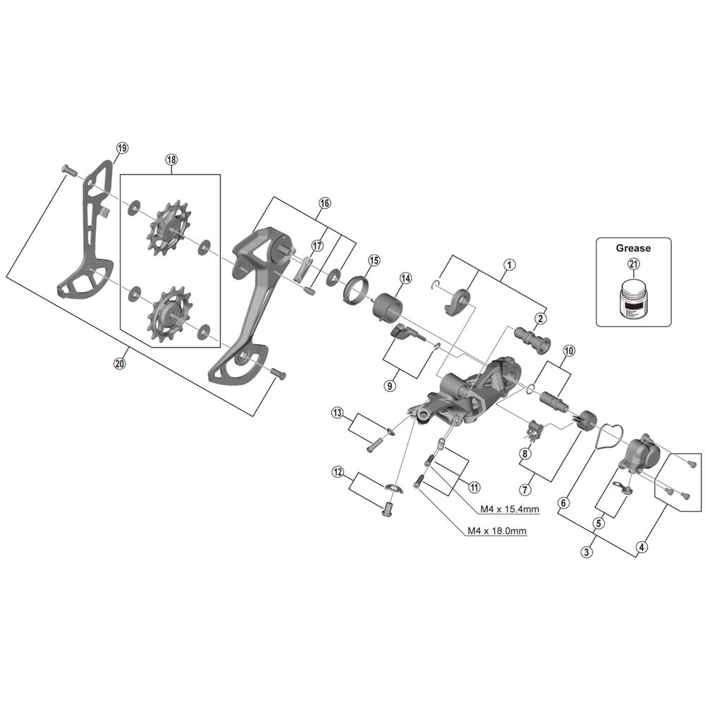 SHIMANO Repair Parts Right Plate Assembly Y3FW98080 (SGS) RD-M8100