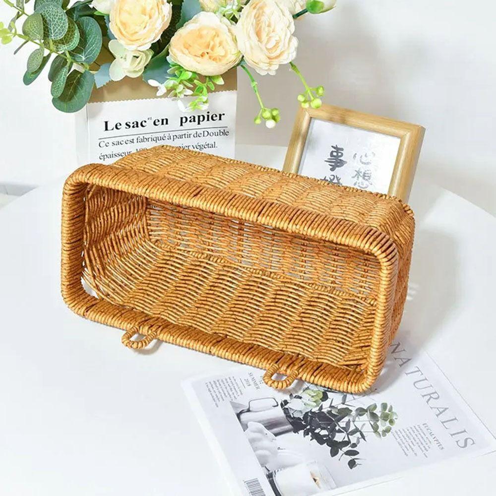 Simulated Rattan Plastic Garlic Storage Basket Wall Mounted Handwoven Garlic Container Restaurant
