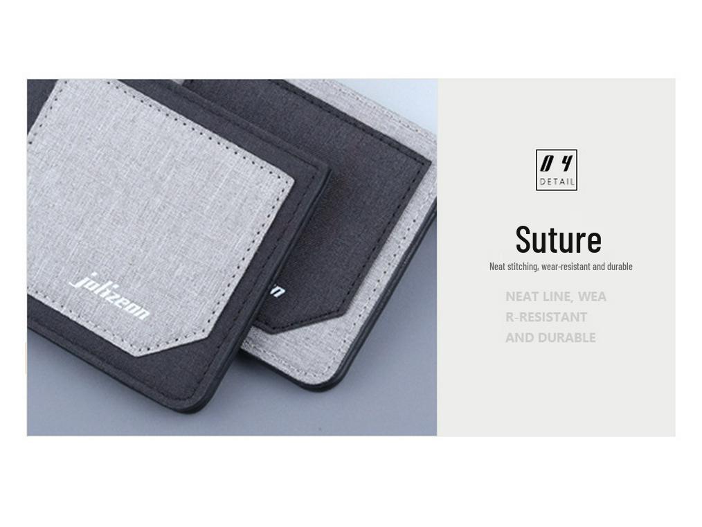 Men's Ultra-Thin Canvas & Leather Short Wallet with Card Holder
