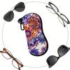 2D-Bohemian Floral Pattern Zipper Sunglasses Case, Protective Eyewear Container with Artistic Flower Print, Portable Spectacles Holder for Travel Home