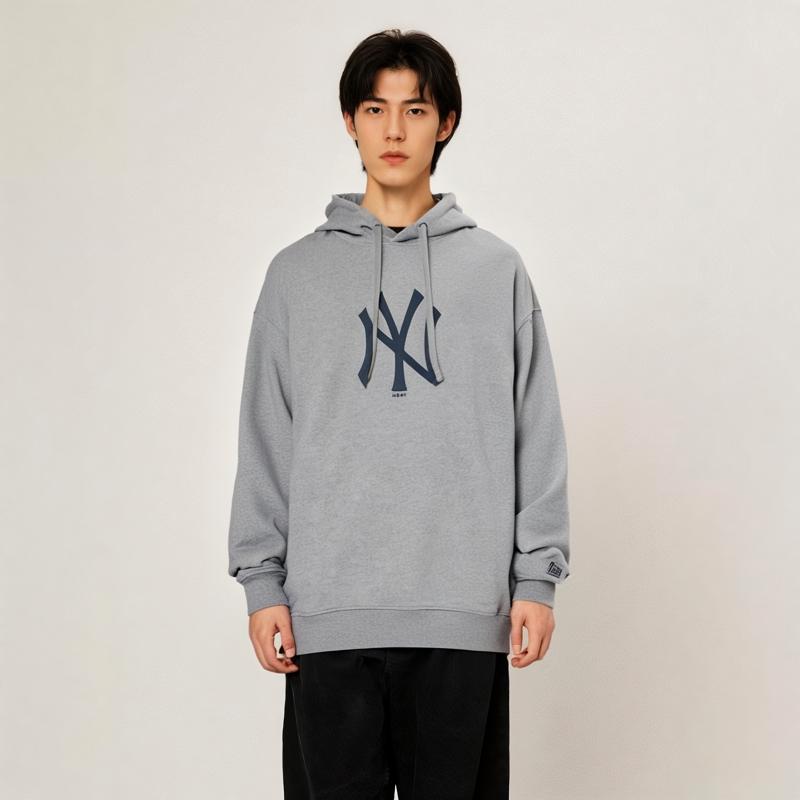 New Era Hooded Pullover Letter Print Long Sleeve American Sweatshirt Unisex Sweatshirt Gray 12727846