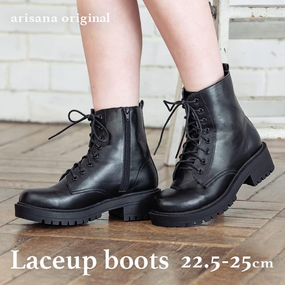 Boots for Short L [Arisana] Kids, Girls, Boots, Lace-up Shoes, Black, (23.5-24.0cm)