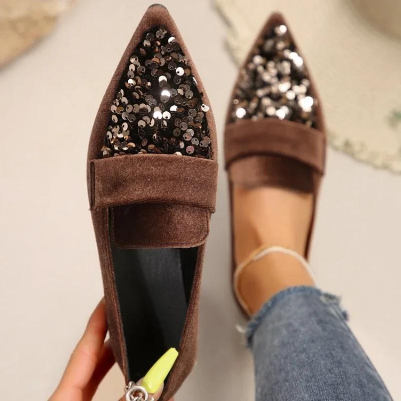 

Женские модные туфли на плоской подошве, весенние красивые модные летние туфли с острым носком, лоферы на плоской подошве, повседневная обувь на мягкой подошве 37 кофейный