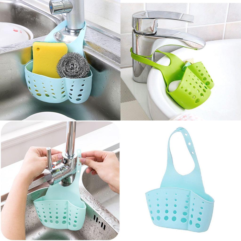 Versatile Kitchen Sink Soap Sponge Holder With Adjustable Strap For Easy Organizing
