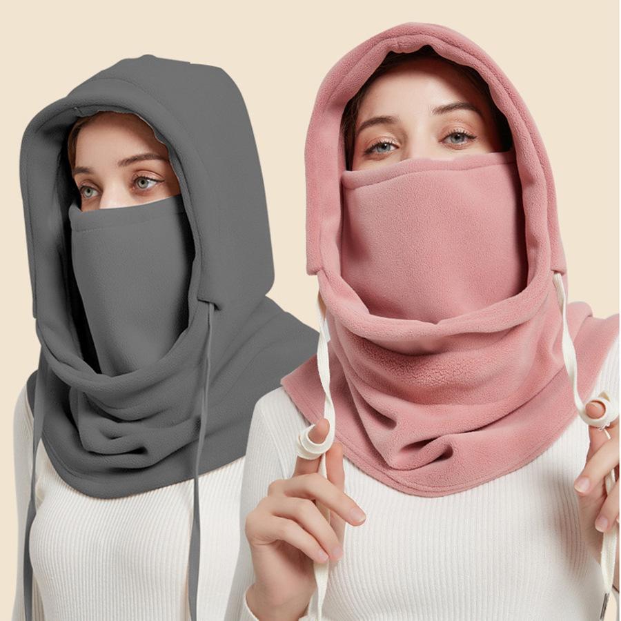Winter Women and Men Outdoor Ear Protection Warm Thick Plush Wool Hat Female Soft One-Piece Cap Scarf Ladies Fashion Prevent Cold Wind