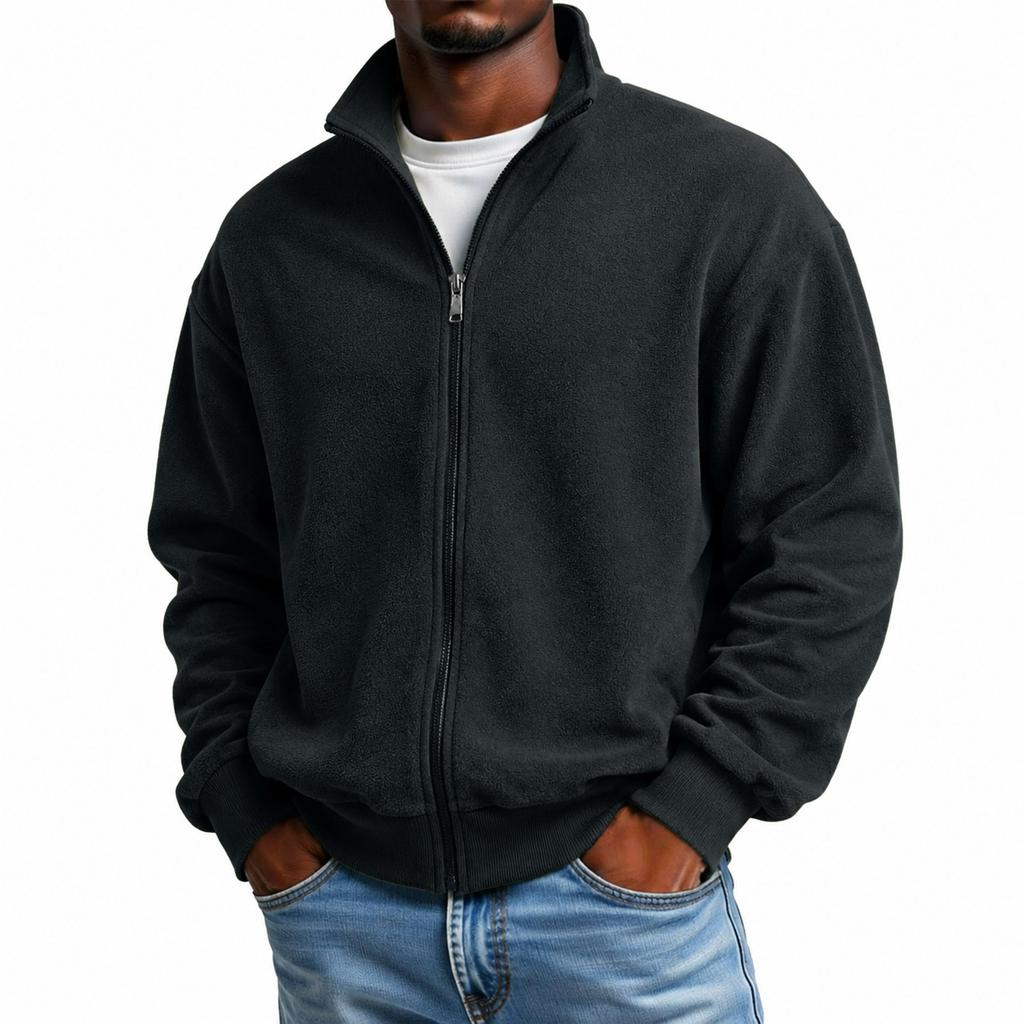 Men's Casual Zip-Up Sweatshirt with Stand Collar Color Streetwear Outerwear Top for Outdoor