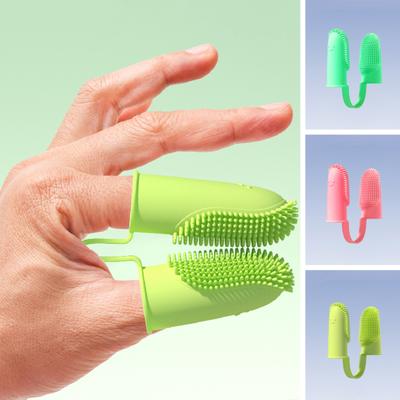 Spazzolino da denti per animali domestici Due dita Setole avvolgenti Antiscivolo Morbido Non deformabile Spazzolino da denti per animali domestici Quotidiano