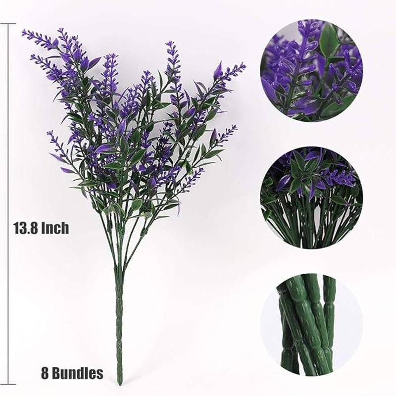 8 Bundles 35CM Artificial Lavender Flowers Fake Plant Outdoor Decoration Wedding Table Flower Arrangement DIY Green Fake Plant