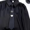 Casual Heart Print Zippers Tie Stage Performances Neck Tie Artistic Youth Tie for Female Student
