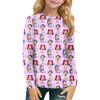 Children's Witch  Printed Long Sleeved Round Neck Top With Floral Print For Daily Casual T-shirt