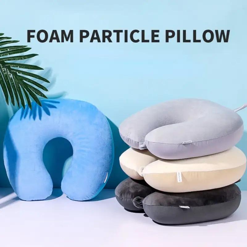 1pc Travel Pillow Neck Pillow Airplane Pillow Traveling Car Home Office Travel Neck Flight Pillow Snap Strap Soft Cover
