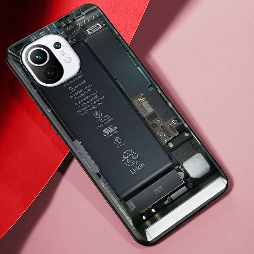 Motherboard Circuit Board Case for Xiaomi Mi 11 Ultra 11T 12 10T 9T Pro 12X Note 10 9 8 Lite A3 CC9E 10S Black Soft Phone Cover