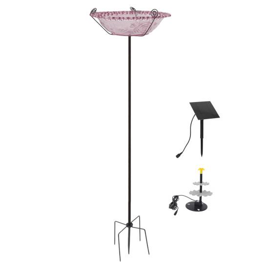 Solar Fountain Bird Bath for Outside Cascading Bird Bath Fountain Solar Powered Fountain Bird Bath with Metal Stake Attracts Birds for Garden Patio